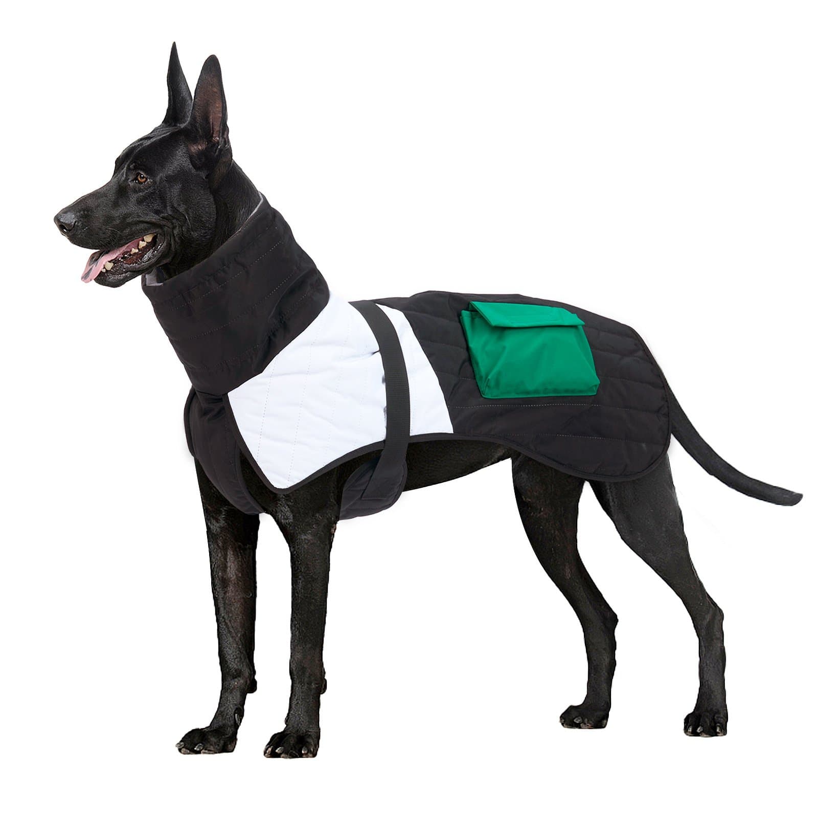 Pet Dog Clothes Winter Thickened Warm Dog Padded Winter Coat - Black and white, 2XL